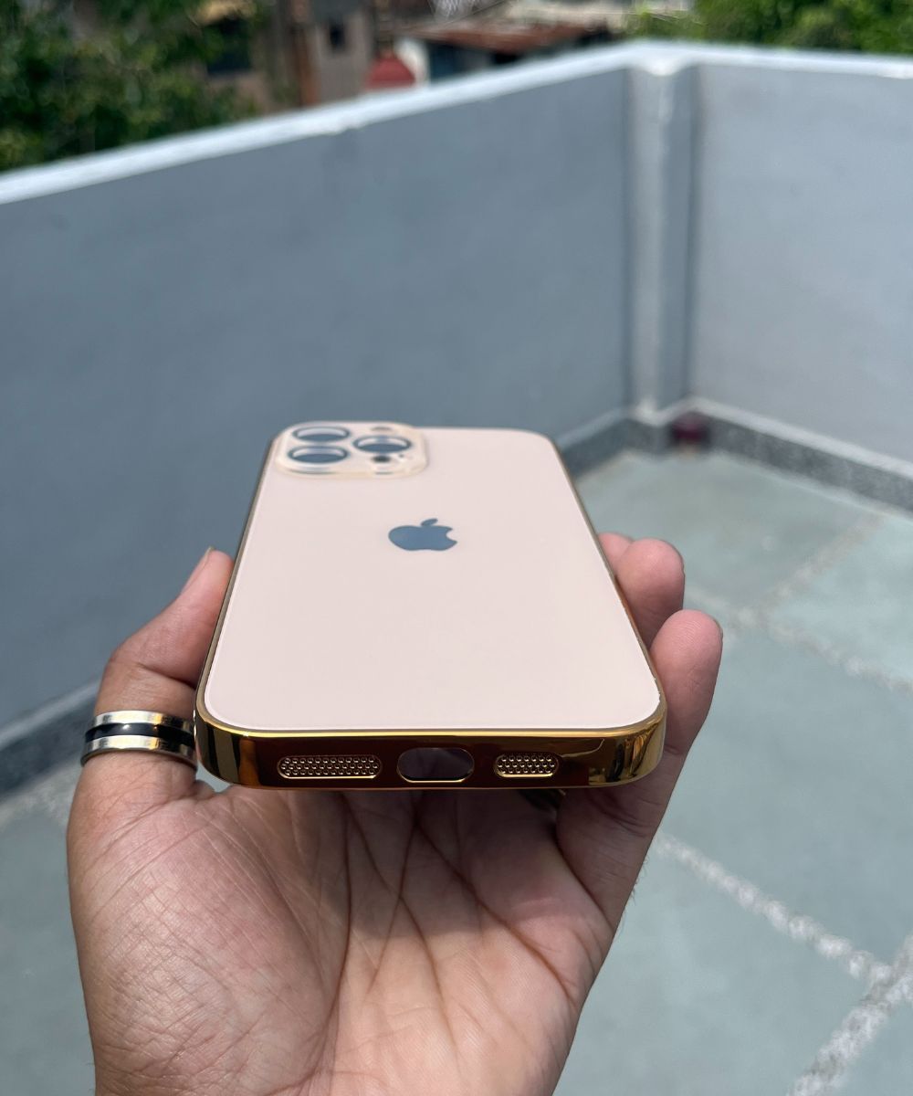 Golden Electroplated Chrome Glass Lense Case For Apple Iphone 13