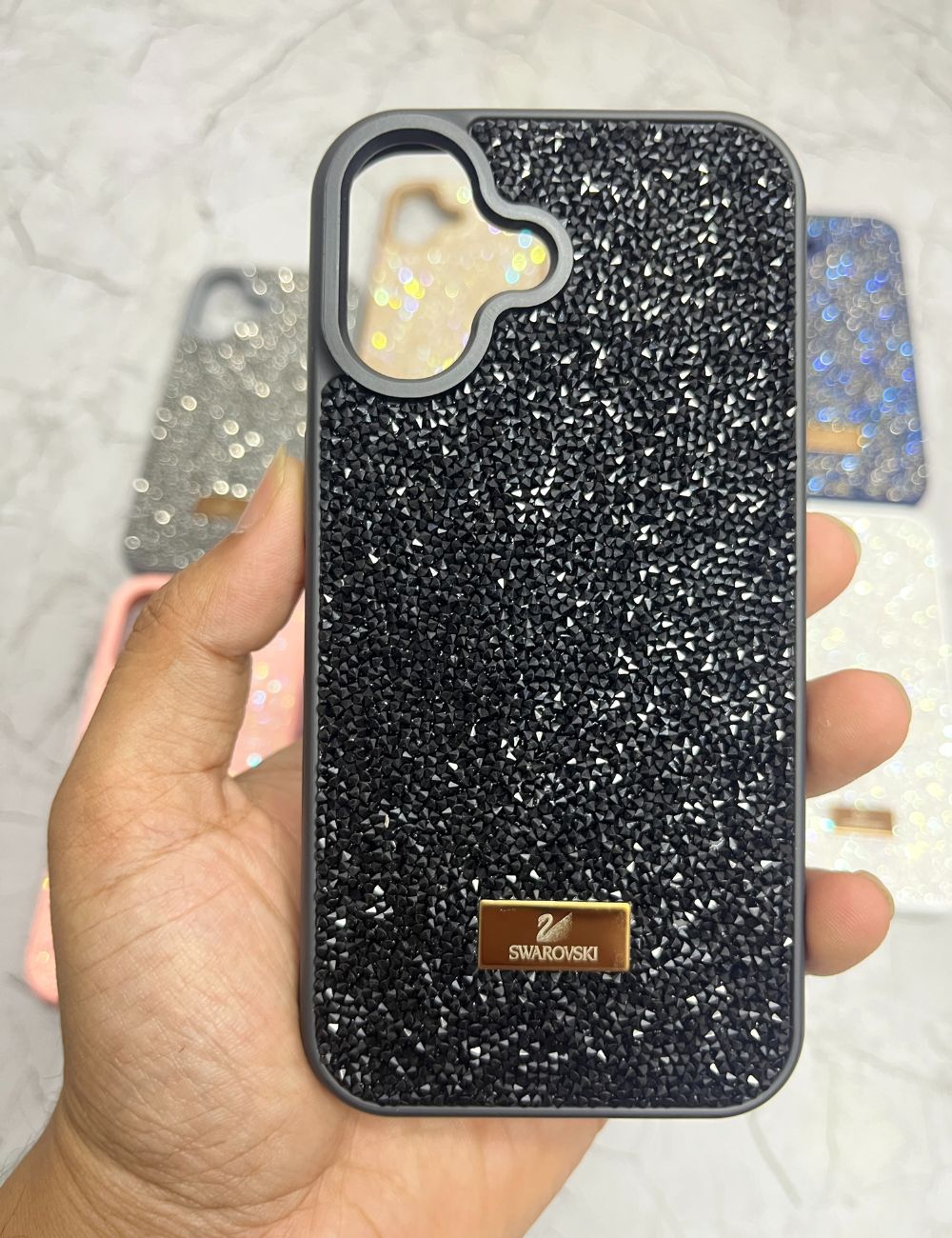 Black Swarovski Luxury Case For Apple Iphone 16 – Caselolo