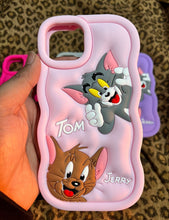Load image into Gallery viewer, Baby Pink T&amp;J Cartoon cute silicone case for Apple Iphone 14
