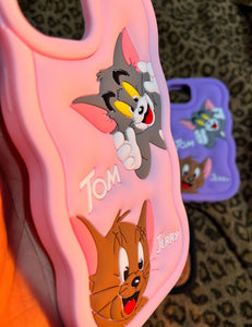 Baby Pink T&J Cartoon cute silicone case for Apple Iphone 14