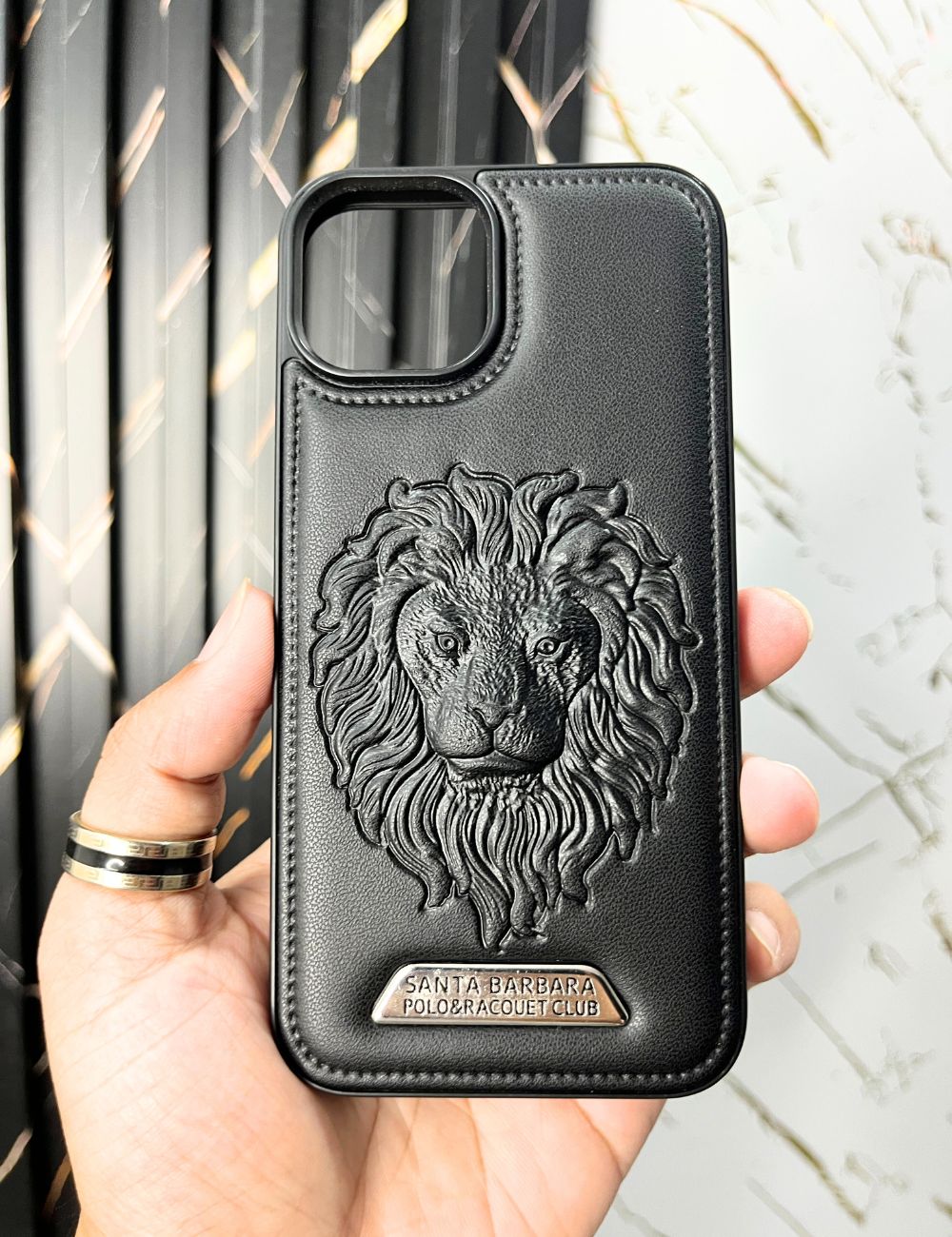 Black Lion Engraved Luxury Designer Case For Apple Iphone 13