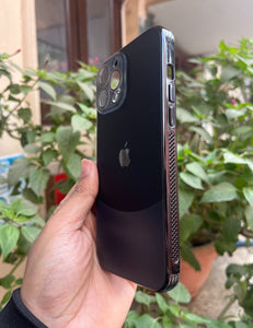 Black Leather 2in1 Glass Lense Case For Apple Iphone 13 Pro Max