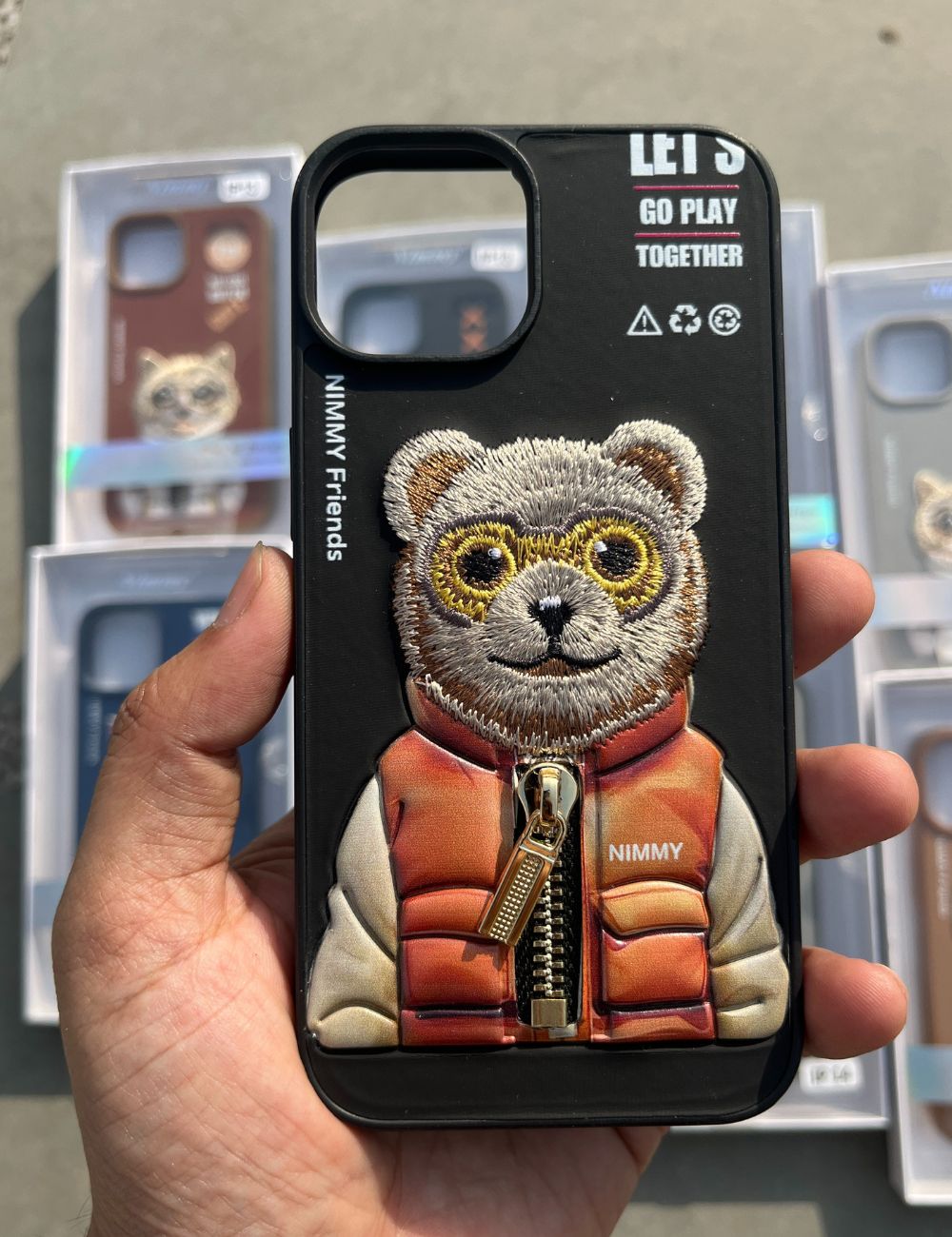 Black Bear Zipper Working Jacket Luxury Case For Apple Iphone 15