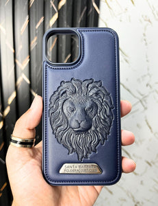 Deep Blue Lion Engraved Luxury Designer Case For Apple Iphone 15