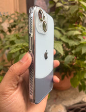 Load image into Gallery viewer, Sea Blue Leather 2in1 Glass Lense Case For Apple Iphone 15 Plus
