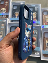 Load image into Gallery viewer, Blue Cat Zipper Working Jacket Luxury Case For Apple Iphone 13
