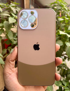 Brown Leather 2in1 Glass Lense Case For Apple Iphone 14 Pro Max