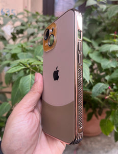 Brown Leather 2in1 Glass Lense Case For Apple Iphone 13