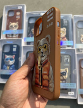 Load image into Gallery viewer, Brown Bear Zipper Working Jacket Luxury Case For Apple Iphone 15

