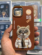Load image into Gallery viewer, Brown Cat Zipper Working Jacket Luxury Case For Apple Iphone 13
