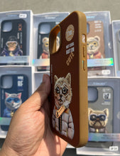 Load image into Gallery viewer, Brown Cat Zipper Working Jacket Luxury Case For Apple Iphone 13

