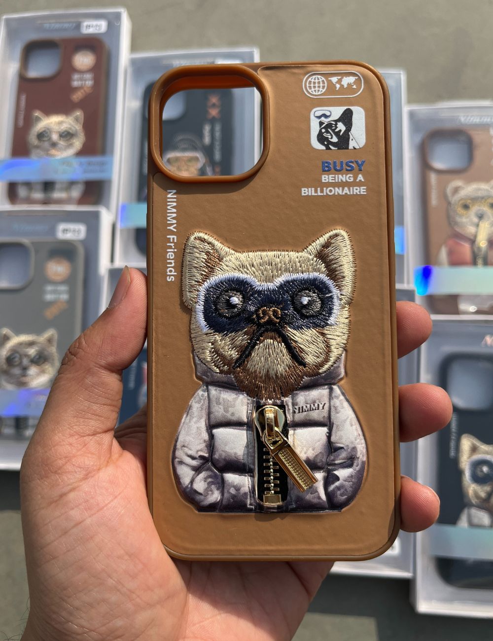 Brown Dog Zipper Working Jacket Luxury Case For Apple Iphone 13