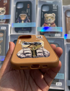 Brown Dog Zipper Working Jacket Luxury Case For Apple Iphone 13