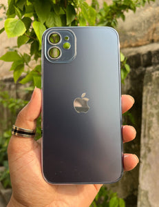 Deep Blue Electroplated Chrome Glass Lense Case For Apple Iphone 12