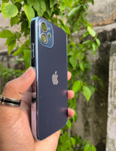 Load image into Gallery viewer, Deep Blue Electroplated Chrome Glass Lense Case For Apple Iphone 12
