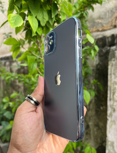 Deep Blue Electroplated Chrome Glass Lense Case For Apple Iphone 12