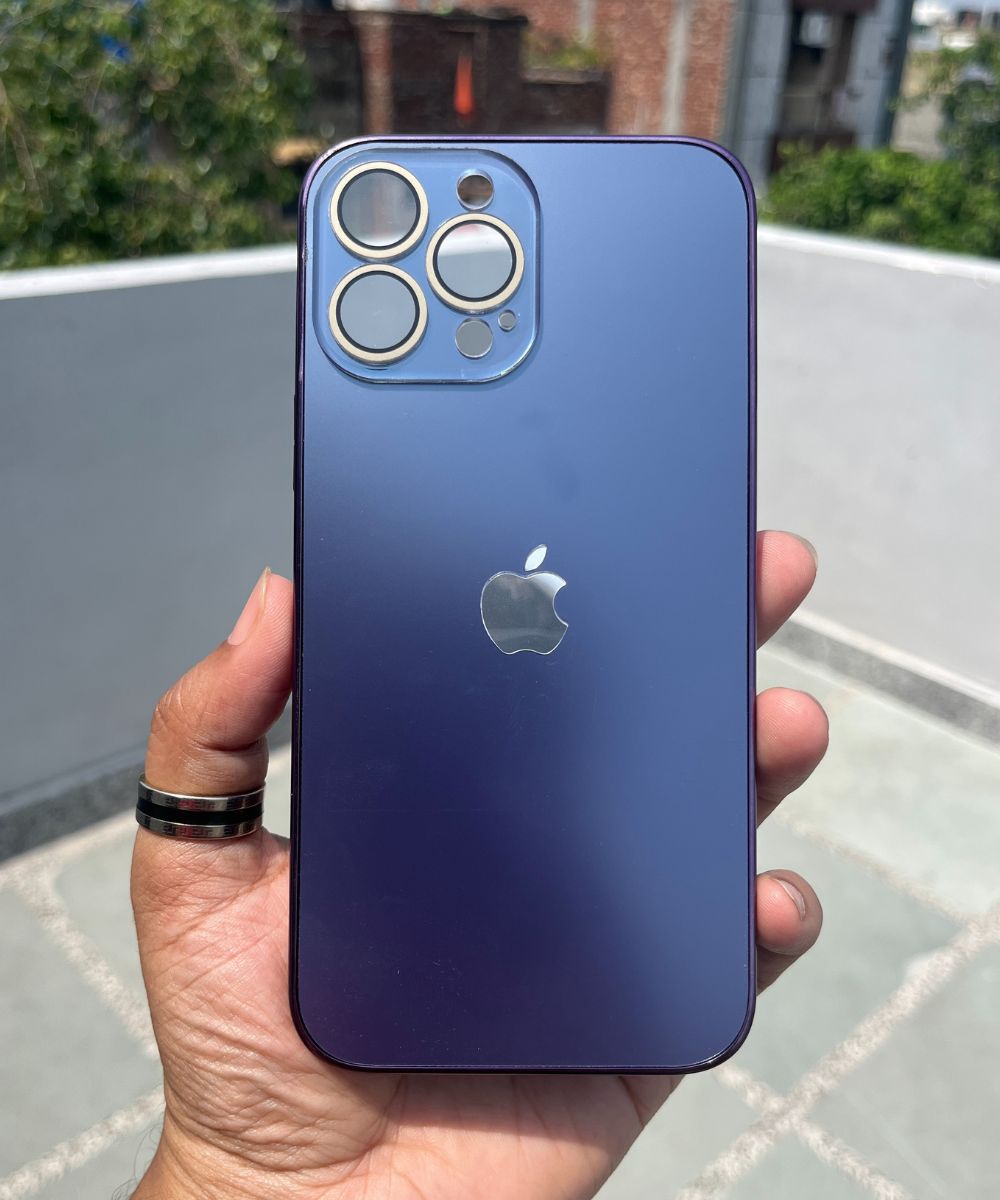 Deep Purple Electroplated Chrome Glass Lense Case For Apple Iphone 14 Pro