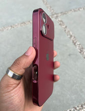 Load image into Gallery viewer, Cherry Red Electroplated Chrome Glass Lense Case For Apple Iphone 17
