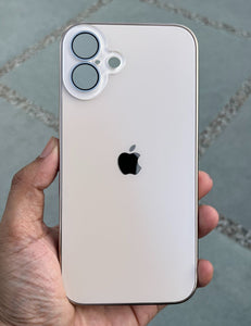 Desert Titanium Electroplated Chrome Glass Lense Case For Apple Iphone 16