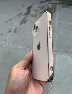 Desert Titanium Electroplated Chrome Glass Lense Case For Apple Iphone 14
