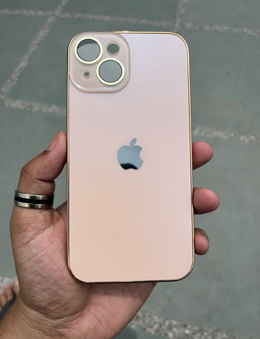 Golden Electroplated Chrome Glass Lense Case For Apple Iphone 15