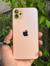 Load image into Gallery viewer, Golden Electroplated Chrome Glass Lense Case For Apple Iphone 12
