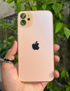 Golden Electroplated Chrome Glass Lense Case For Apple Iphone 12