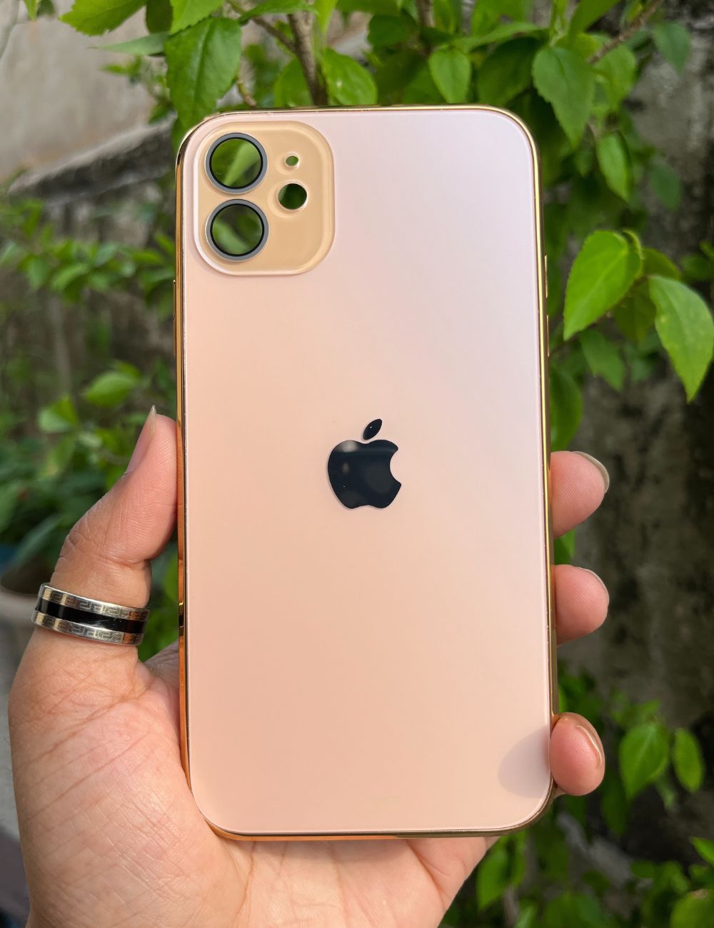Golden Electroplated Chrome Glass Lense Case For Apple Iphone 12