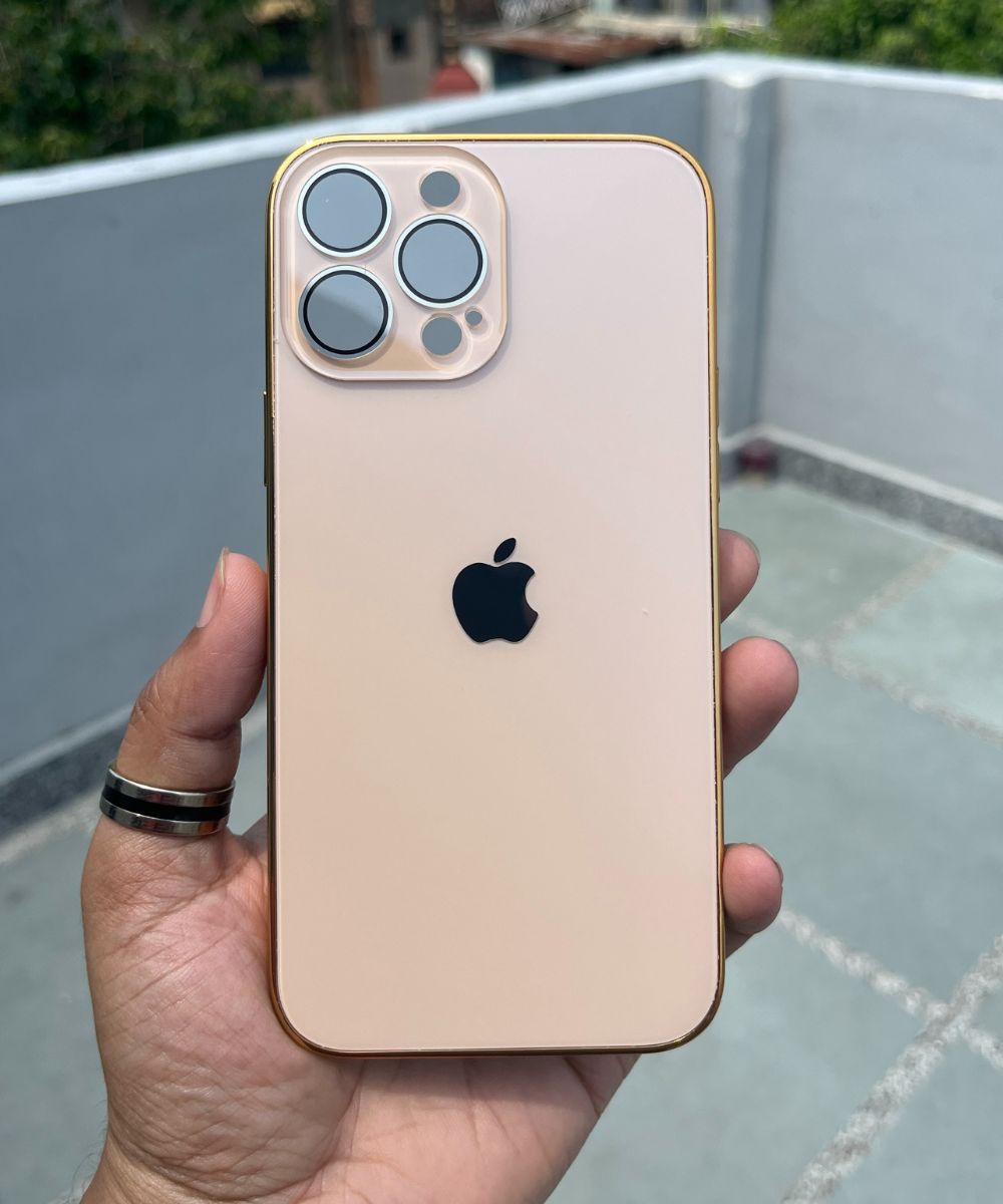 Golden Electroplated Chrome Glass Lense Case For Apple Iphone 13