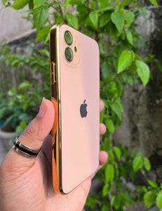 Golden Electroplated Chrome Glass Lense Case For Apple Iphone 12
