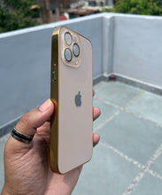 Load image into Gallery viewer, Golden Electroplated Chrome Glass Lense Case For Apple Iphone 13 Pro Max
