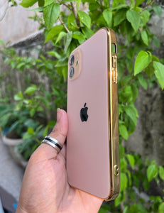 Golden Electroplated Chrome Glass Lense Case For Apple Iphone 12