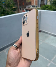 Load image into Gallery viewer, Golden Electroplated Chrome Glass Lense Case For Apple Iphone 13 Pro Max
