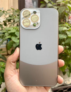 Grey Leather 2in1 Glass Lense Case For Apple Iphone 14 Pro Max