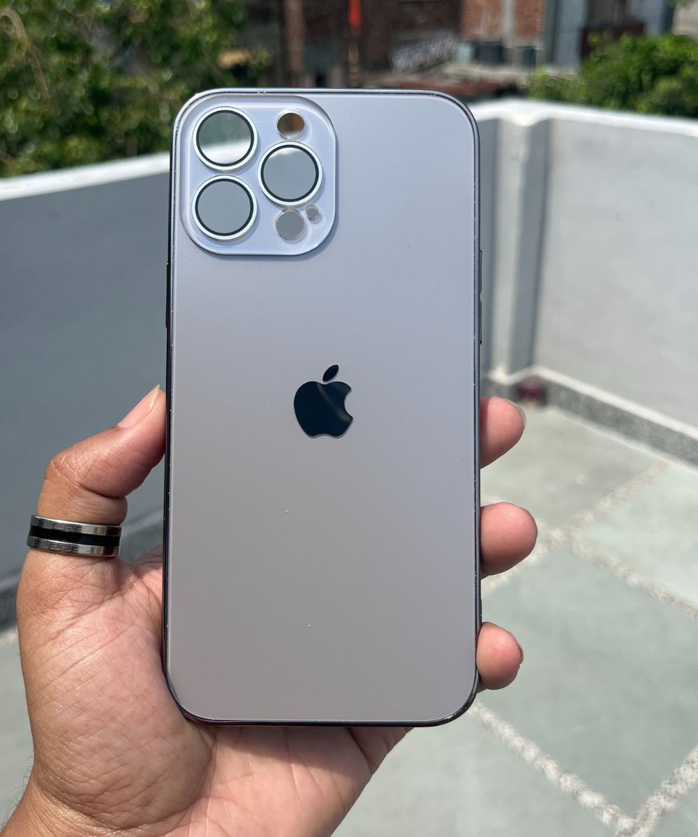 Titanium Grey Electroplated Chrome Glass Lense Case For Apple Iphone 15 Pro Max