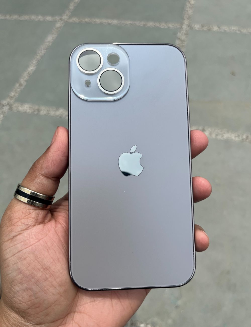 Titanium Grey Electroplated Chrome Glass Lense Case For Apple Iphone 14 Plus