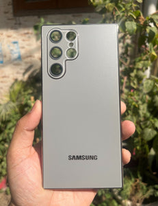 Titanium Grey Electroplated Chrome Glass Lense Case For Samsung Galaxy S23 Ultra