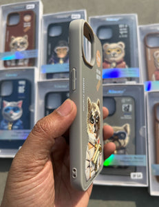 Grey Cat Zipper Working Jacket Luxury Case For Apple Iphone 15