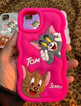 Load image into Gallery viewer, Hot Pink T&amp;J Cartoon cute silicone case for Apple Iphone 14 Pro
