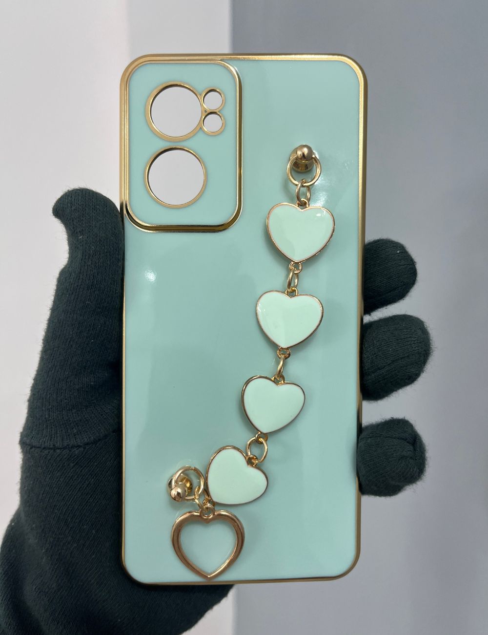 Mint Green chrome chain silicone premium case for OnePlus Nord CE 2