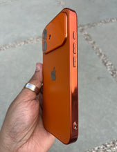 Load image into Gallery viewer, Orange Electroplated Chrome Glass Lense Case For Apple Iphone 17
