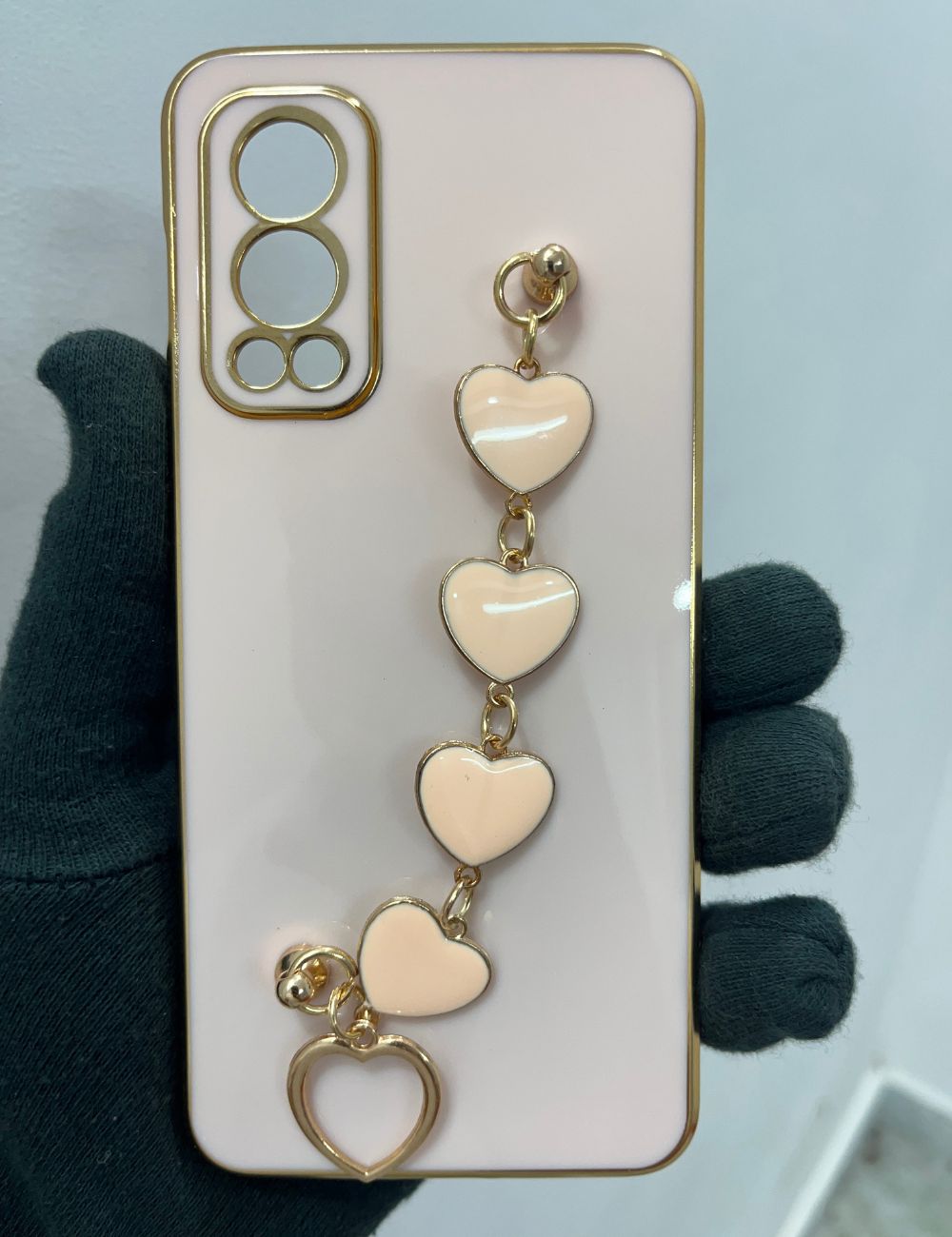 Pink chrome chain silicone premium case for OnePlus Nord 2