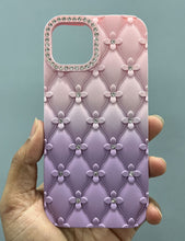 Load image into Gallery viewer, Ombre Pink Purple Diamond Flower Case For Apple Iphone 15
