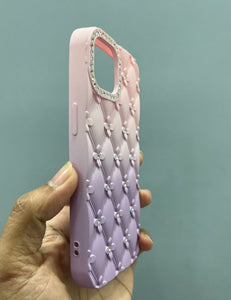 Ombre Pink Purple Diamond Flower Case For Apple Iphone 15
