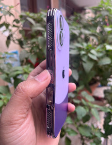 Purple Leather 2in1 Glass Lense Case For Apple Iphone 16 Plus