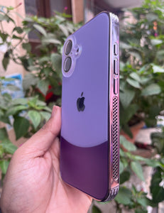 Purple Leather 2in1 Glass Lense Case For Apple Iphone 16 Plus