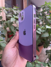 Load image into Gallery viewer, Purple Leather 2in1 Glass Lense Case For Apple Iphone 14

