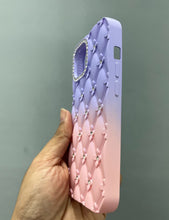 Load image into Gallery viewer, Ombre Purple Pink Diamond Flower Case For Apple Iphone 15
