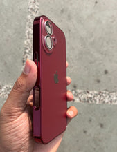 Load image into Gallery viewer, Deep Red Electroplated Chrome Glass Lense Case For Apple Iphone 16 Plus
