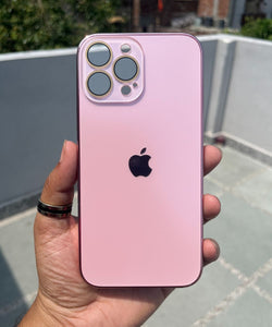 Rose Gold Electroplated Chrome Glass Lense Case For Apple Iphone 15 Pro Max